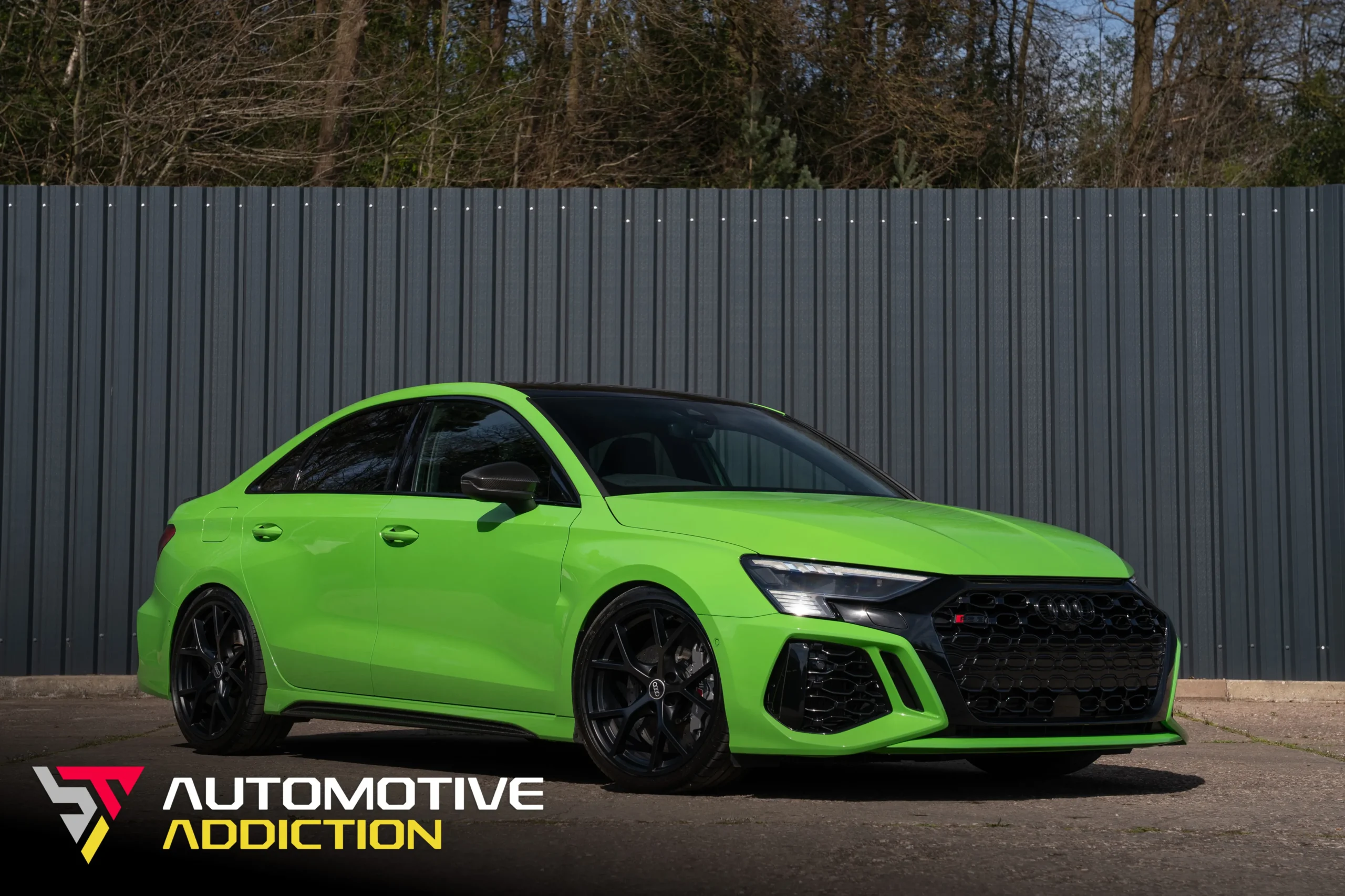Audi RS3 Saloon CARBON BLACK Kyalami Green For Sale UK