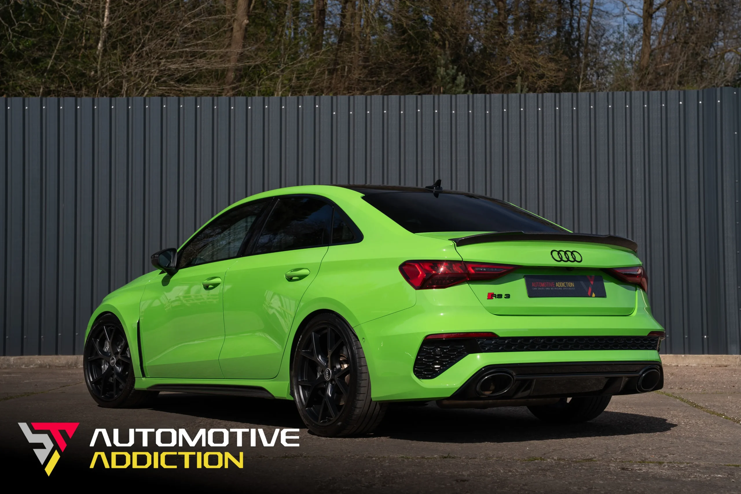 Audi RS3 Saloon CARBON BLACK Kyalami Green For Sale UK
