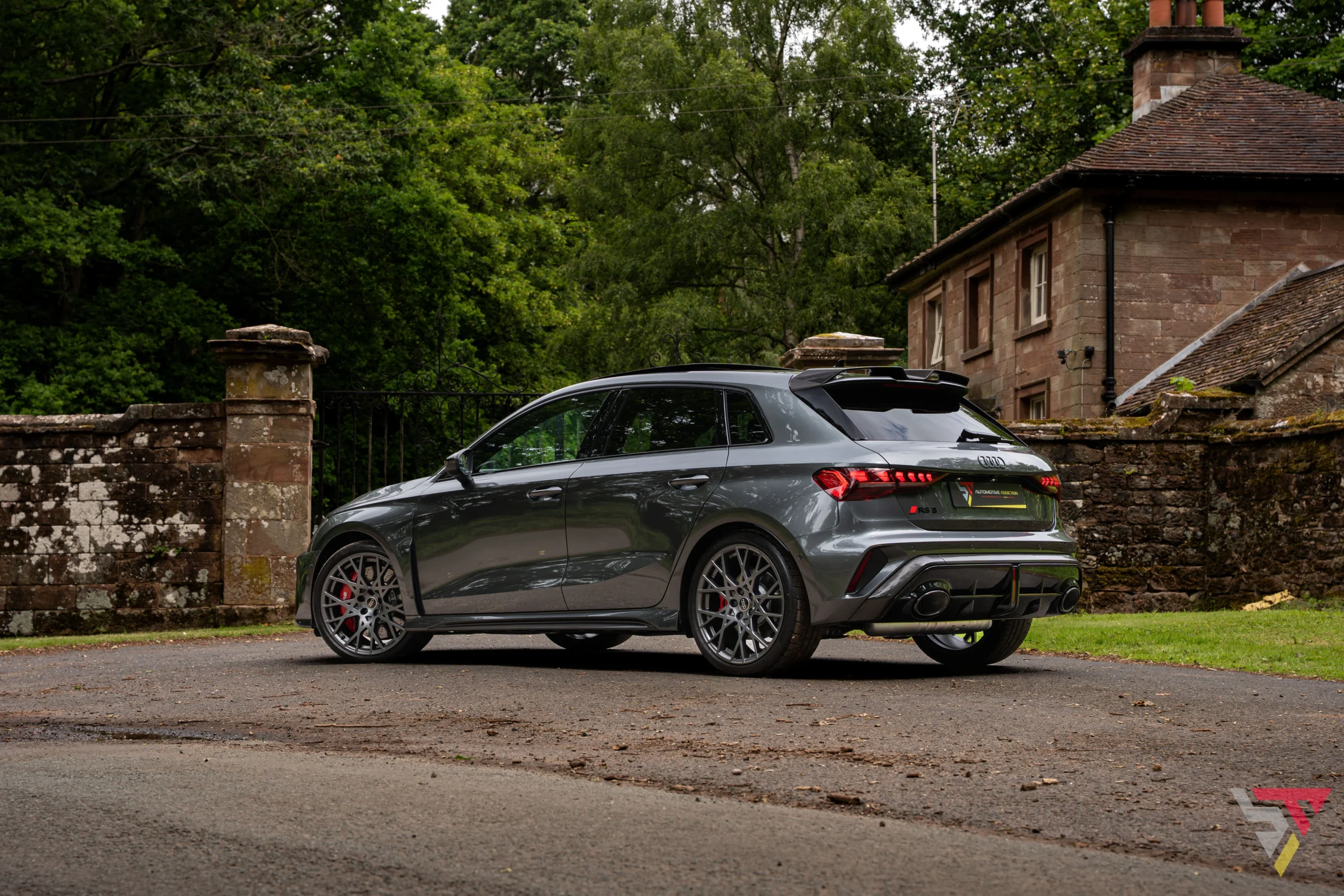 2025 Audi RS3 Carbon Black 8.5Y Sportback Daytona Grey Rear Quarter