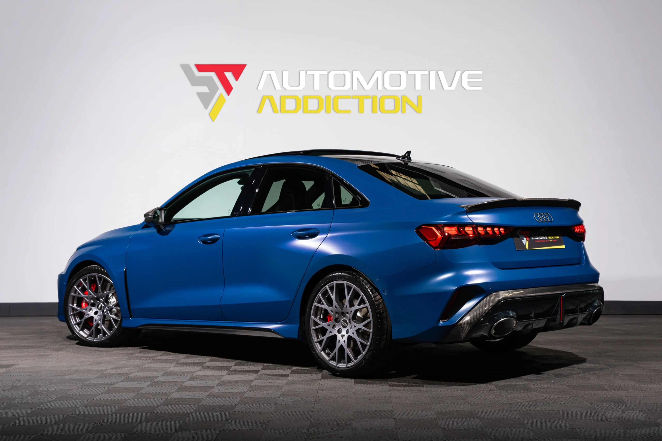 Satin Ascari Blue Audi RS3 Carbon Vorsprung Rear Quarter