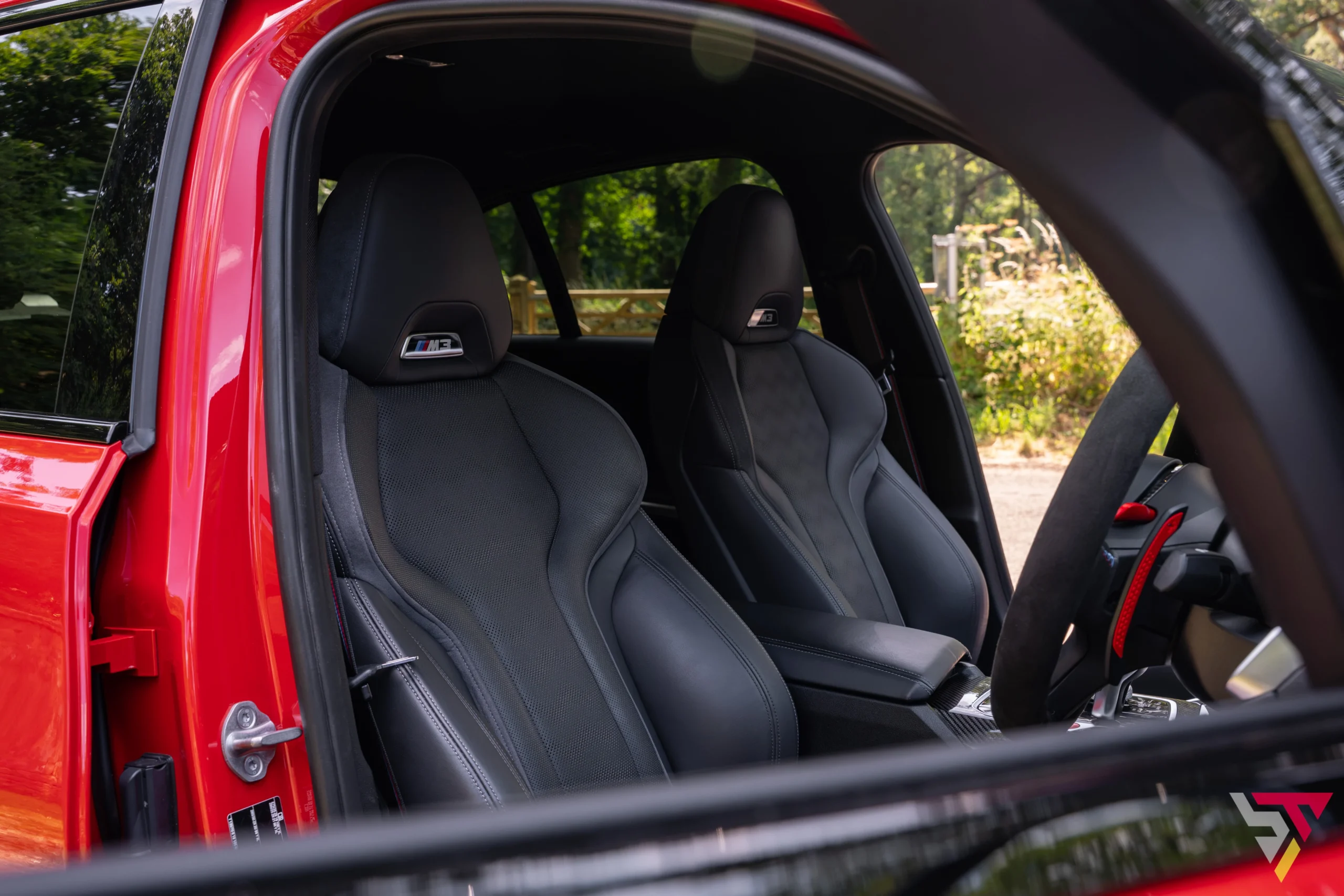 BMW M3 G80 M-Performance Parts in Toronto Red Seats
