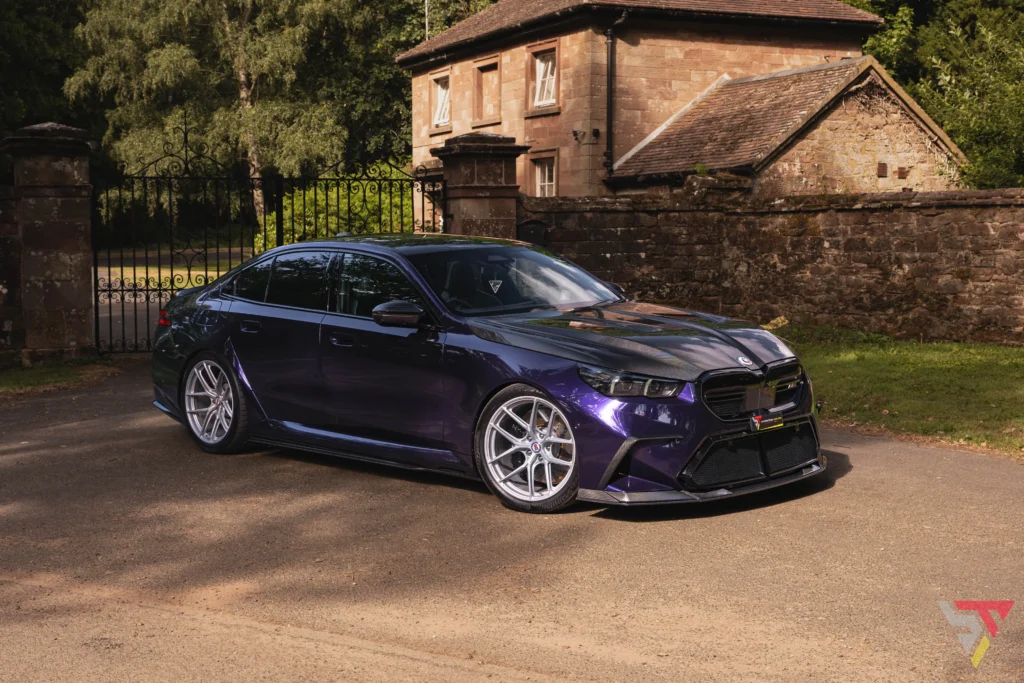 BMW M5 G90 AUTOID Build Midnight Purple For Sale UK Used front angled