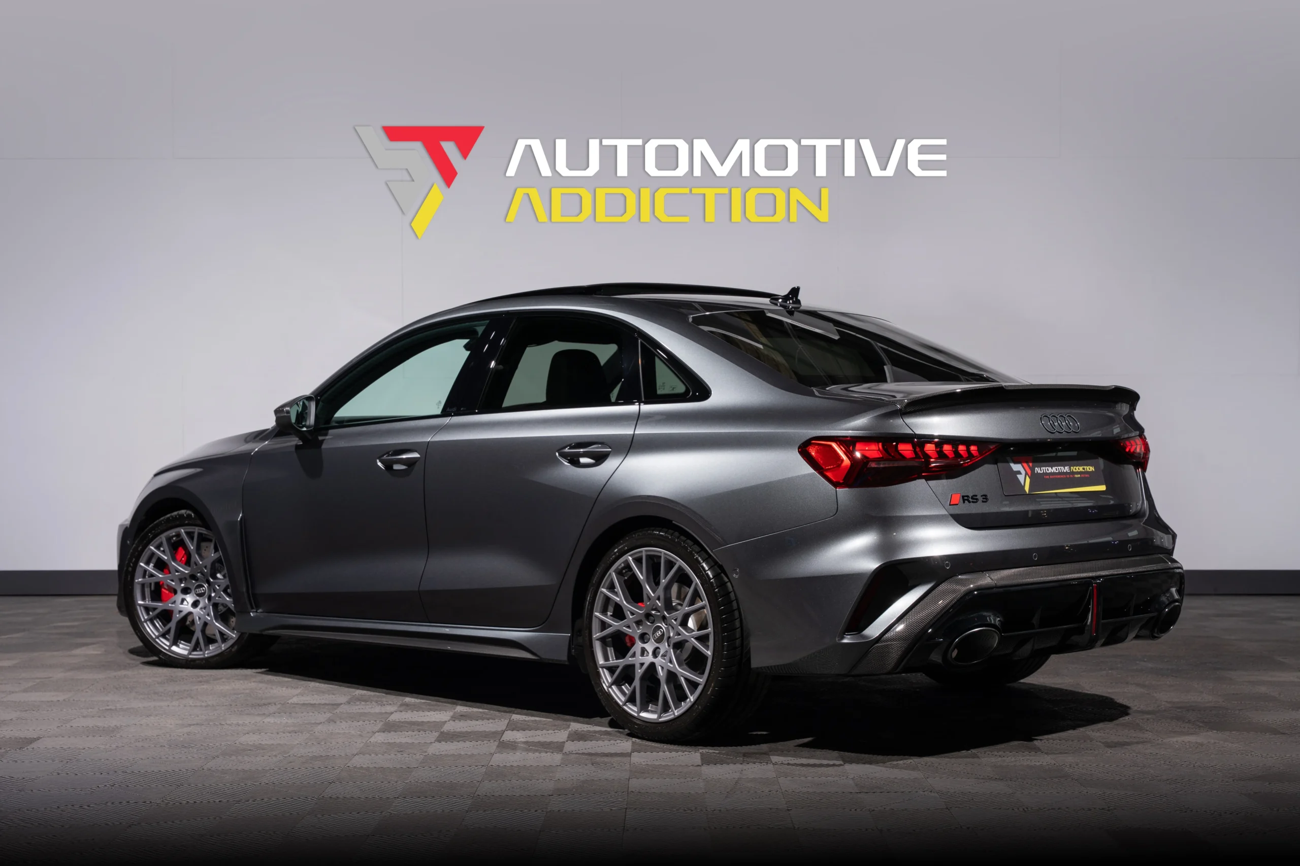 Audi RS3 Carbon Vorsprung Saloon Daytona Grey rear angled