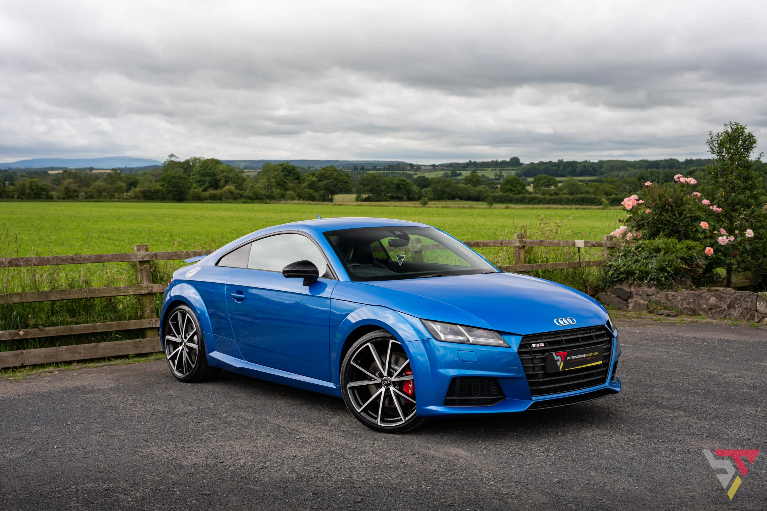 Audi TTS Black Edition Ara Blue For Sale UK Front Angled