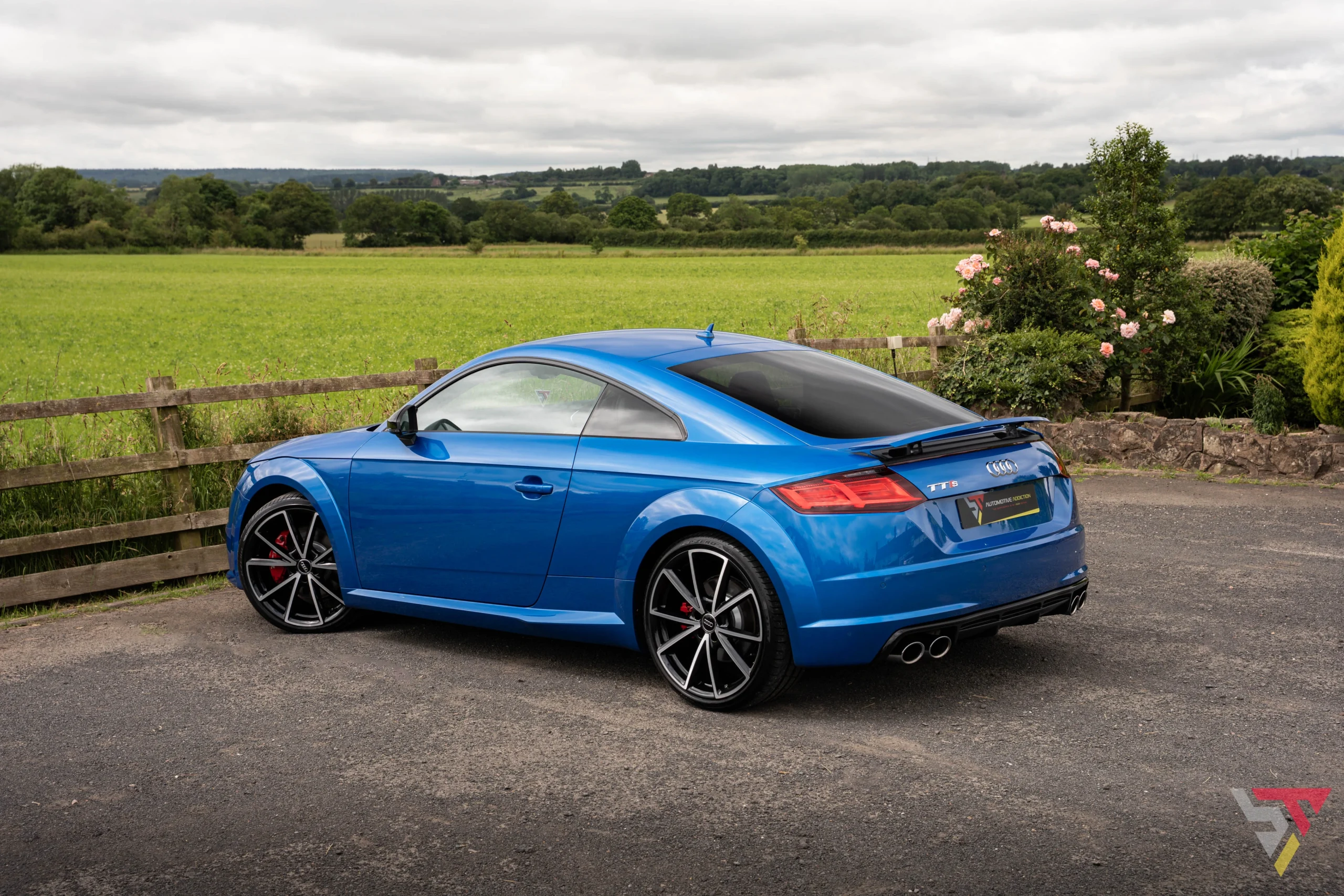 Audi TTS Black Edition Ara Blue For Sale UK Rear angled