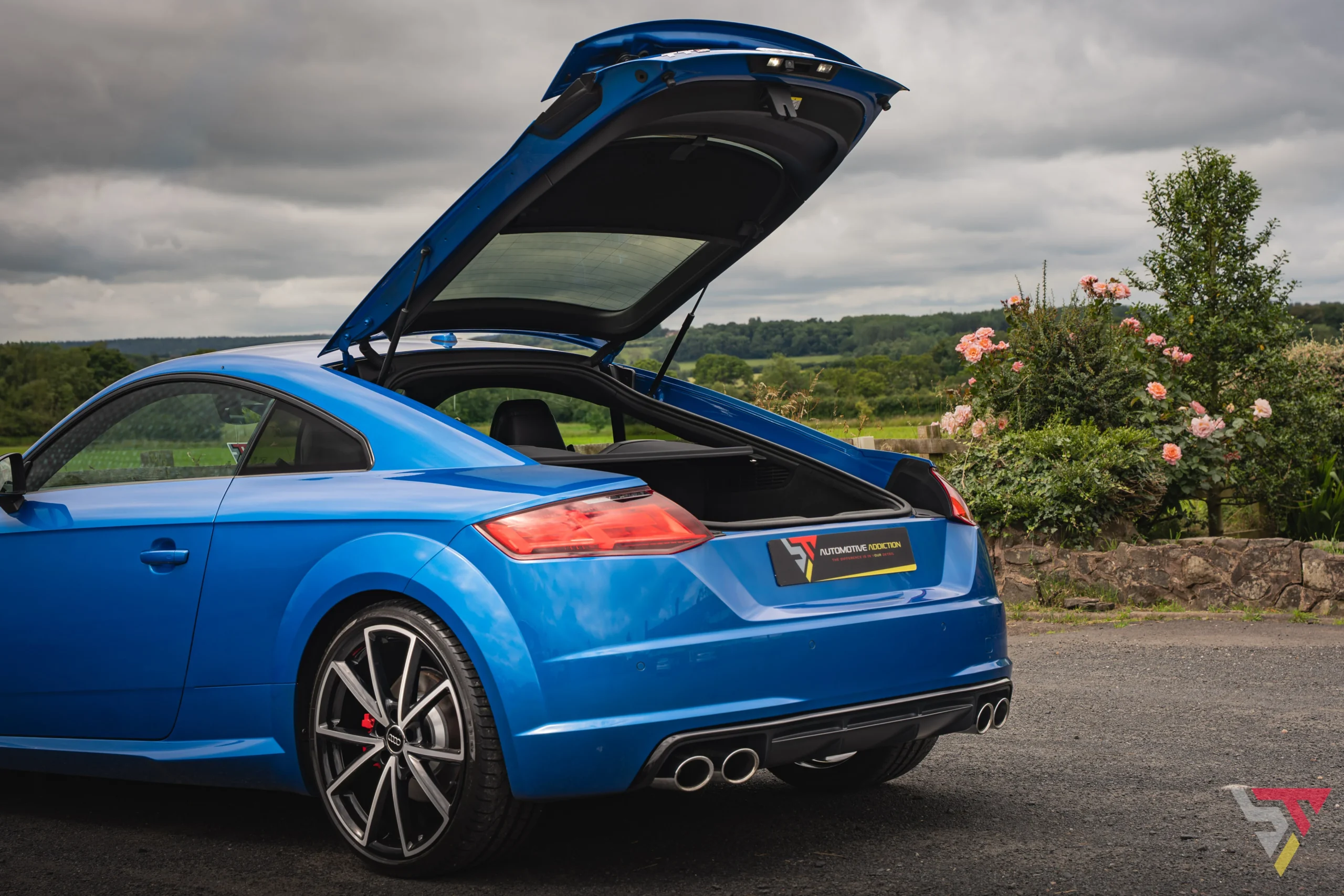 Audi TTS Black Edition Ara Blue For Sale UK Boot open