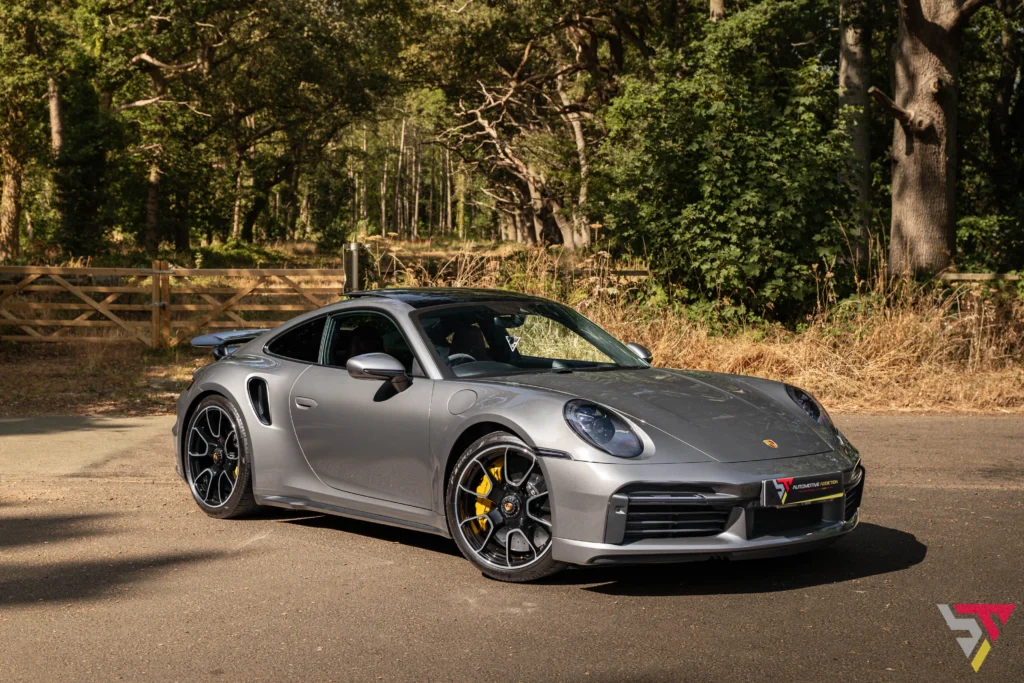 Porsche 992 911 Turbo S Agate Grey Exclusive Manufaktur Interior Front angled