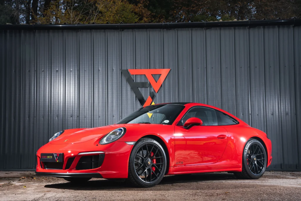 Porsche 911 991.2 Carrera 4 GTS Guards Red front angled