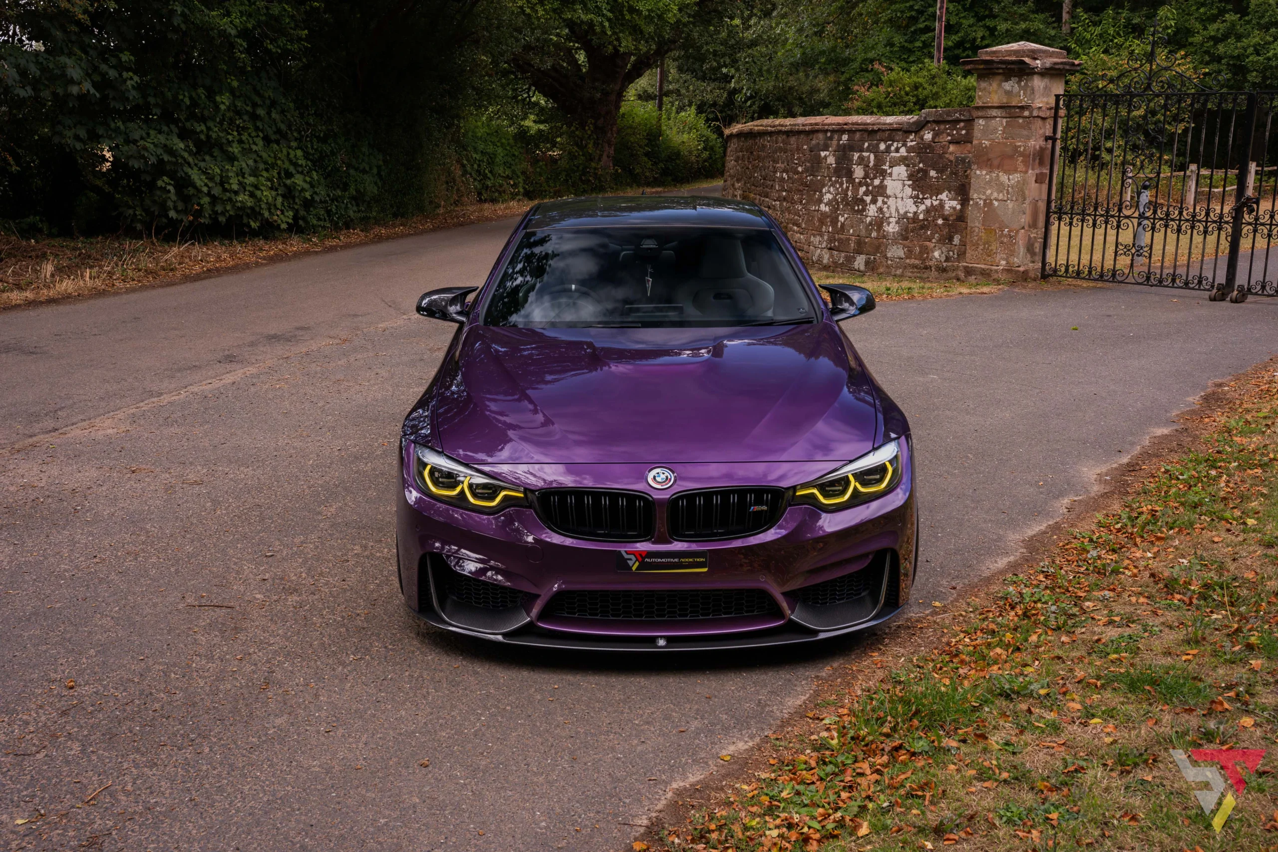 Purple Silk BMW M4 F82 Competition with Frozen Gold 763M Wheels Front