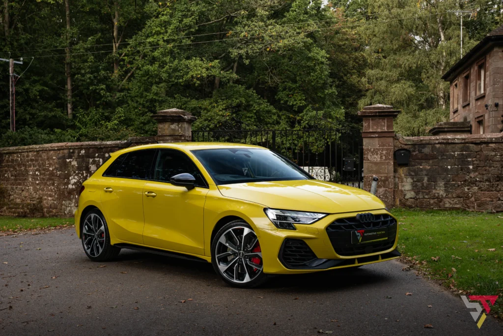 2026 Audi S3 8.5Y Black Edition Sportback Python Yellow Front Angle