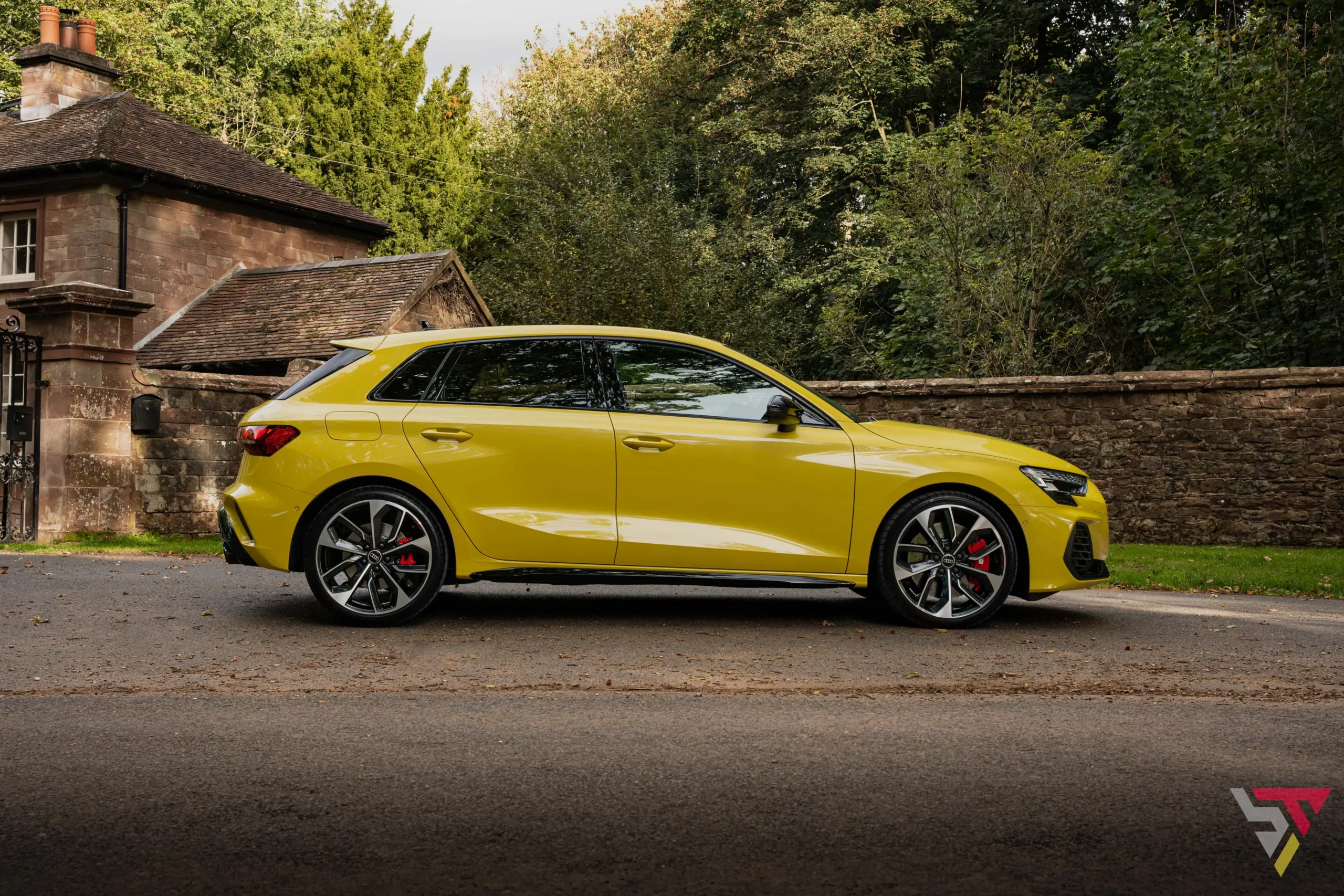 2026 Audi S3 8.5Y Black Edition Sportback Python Yellow Side Angle